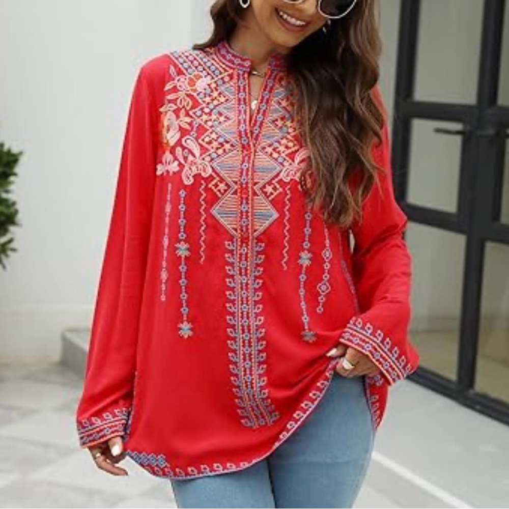 AK Embroidered Tunic Top Size L